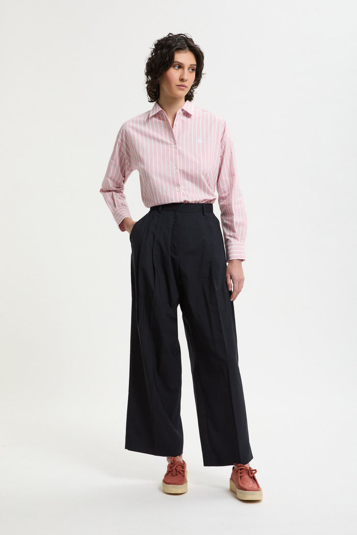 baracuta Wide Tapered Trousers Navy
