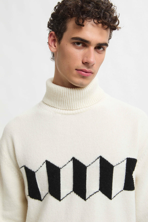 MAGLIONE A COLLO ALTO CON LOGO A FISARMONICA