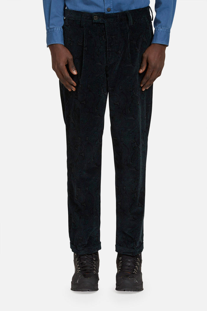 baracuta Patterned Corduroy Trousers Paisley navy